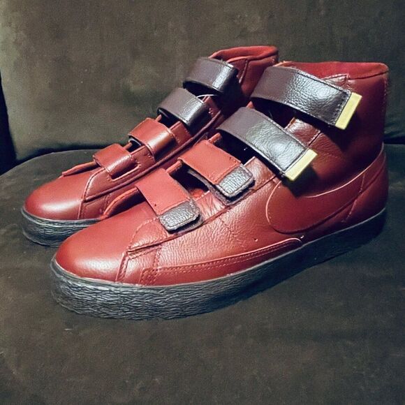NEW NIKE BLAZER AC HIGH PREMIUM LEATHER STRAP Rust Red MENS 9.5 428926-600 - Picture 4 of 11